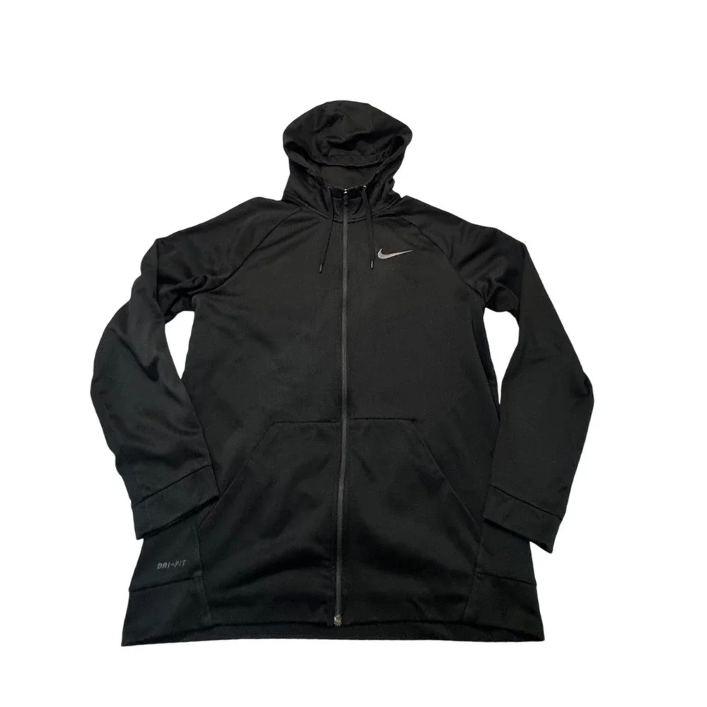 Nike Dri-FIT Mens XL Full Zip Hoodie Black Training Jacket Sweatshirt
